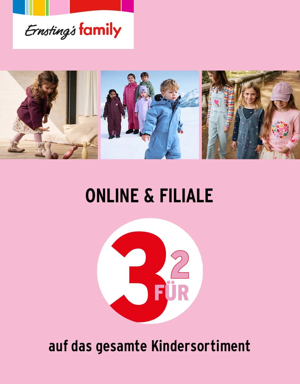 3 für 2 auf Kindermode bei Ernsting's family!