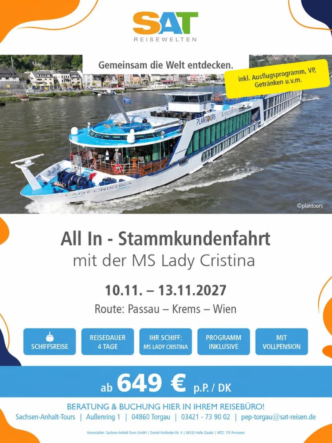 Mit der MS Lady Cristina von Passau über Krems nach Wien